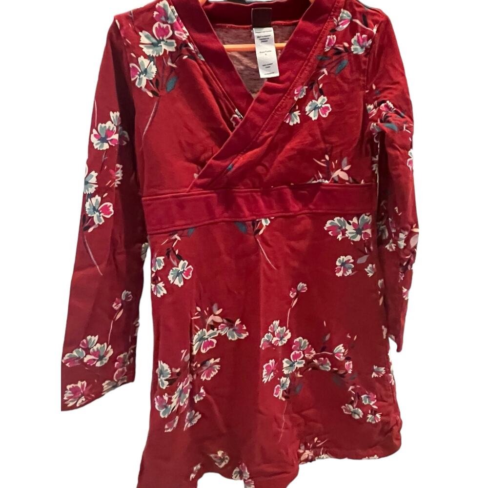 Tea Collection Red Floral Long-Sleeve Wrap Dress